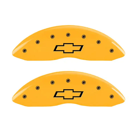 MGP 4 Caliper Covers Engraved Front & Rear MGP Yellow Finish Black Char 2018 Chevrolet Traverse