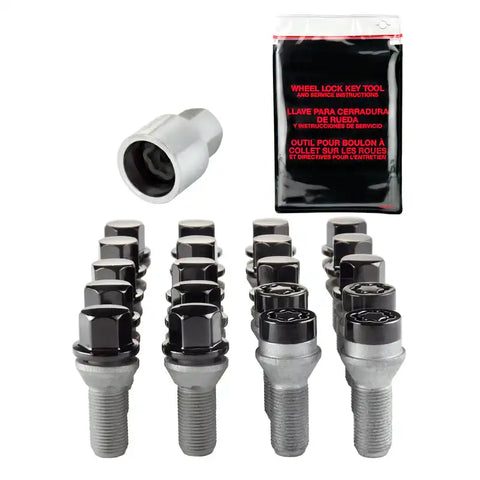McGard 5 Lug Hex Install Kit w/Locks (Cone Seat Bolt) M14X1.25 / 17mm 27.5mm Shank L. - Black