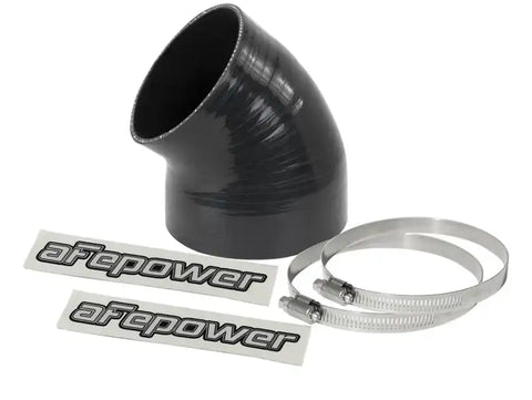 aFe 59-00085 Magnum FORCE CAI Univ. Silicone (4.125in to 3.5in ID / 49 Deg.) Elbow Reducing Coupler - Black