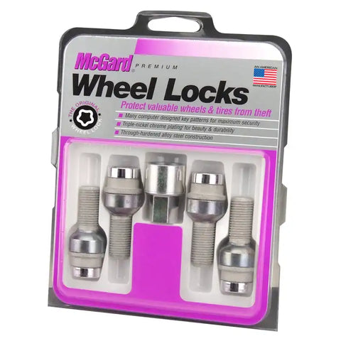McGard Wheel Lock Bolt Set - 4pk. (Radius Seat) M14X1.5 / 17mm Hex 28.2mm Shank Length Chrome