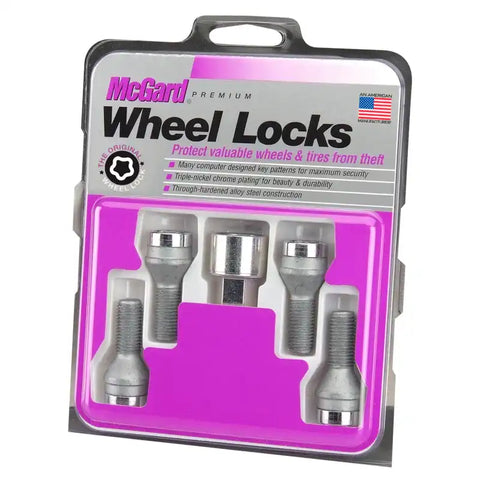 McGard Wheel Lock Bolt Set - 4pk. (Cone Seat) M14X1.5 / 17mm Hex 27.5mm Shank Length Chrome