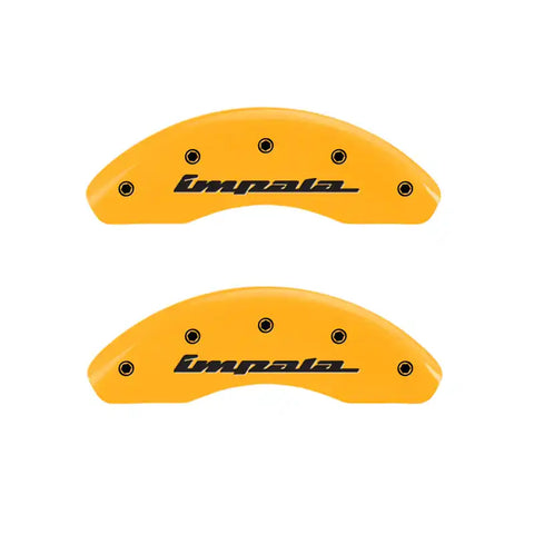 MGP 4 Caliper Covers Engraved Front & Rear Impala Yellow finish black ch