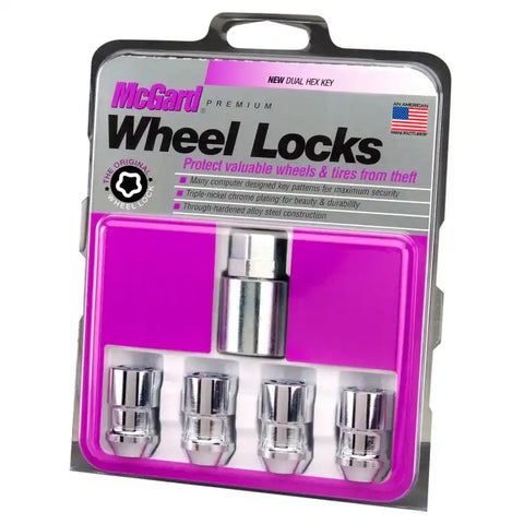 McGard Wheel Lock Nut Set - 4pk. (Cone Seat) M12X1.5 / 19mm & 21mm Dual Hex 1.46in. L Chrome