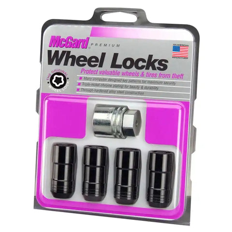 McGard Wheel Lock Nut Set - 4pk. (Cone Seat) M14X2.0 / 13/16 Hex 2.25in. Length Black