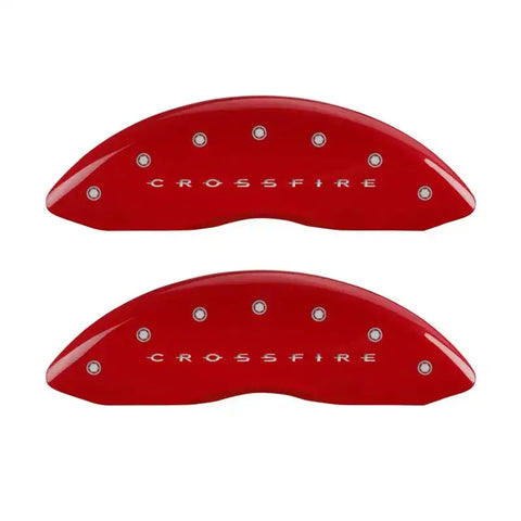 MGP 4 Caliper Covers Engraved Front & Rear Crossfire Red finish silver ch