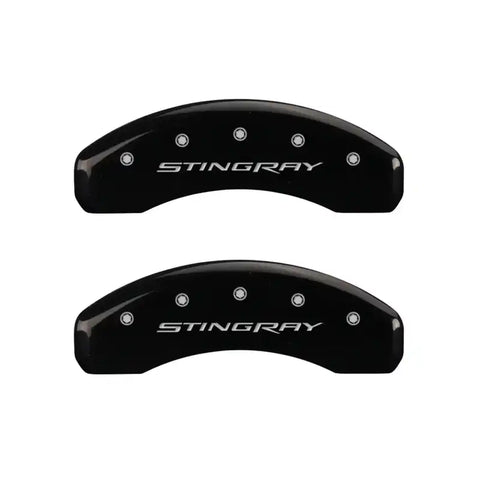 MGP 4 Caliper Covers Engraved Front & Rear Stingray Black finish silver ch