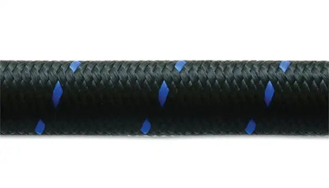 Vibrant -12 AN Two-Tone Black/Blue Nylon Braided Flex Hose (2 foot roll)