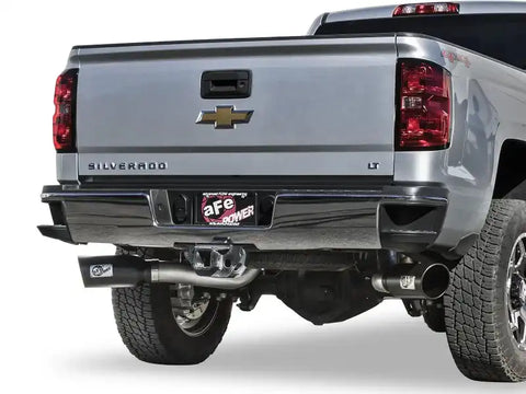 aFe 49-04080-B Atlas Exhaust 4in Dual DPF-Back Al Steel w/ Black Tips 16-17 GM Diesel Truck V8-6.6L (td) LML