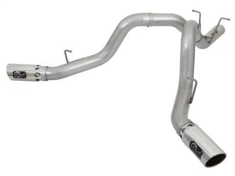 aFe 49-04086-P ATLAS 4in DPF-Back Alum Steel Exhaust System w/Dual Exit Polished Tip 2017 GM Duramax 6.6L (td)