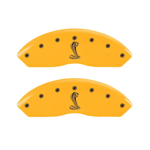 MGP 4 Caliper Covers Engraved Front & Rear Tiffany Snake Yellow Finish Black Char 2004 Ford Mustang