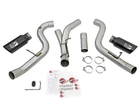 aFe 49-04080-B Atlas Exhaust 4in Dual DPF-Back Al Steel w/ Black Tips 16-17 GM Diesel Truck V8-6.6L (td) LML
