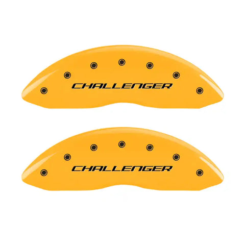 MGP 4 Caliper Covers Engraved Front & Rear Block/Challenger Yellow finish black ch