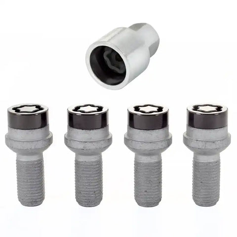 McGard Wheel Lock Bolt Set - 4pk. (Radius Seat) M14X1.5 / 17mm Hex 26.7mm Shank Length Black