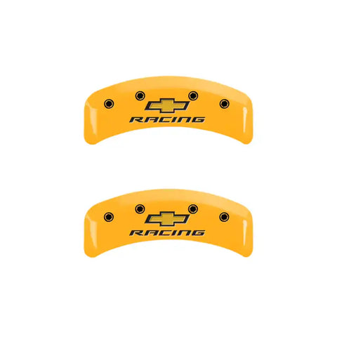 MGP 4 Caliper Covers Engraved F & R Chevy Racing Yellow Finish Black Char 1988 Chevrolet Corvette