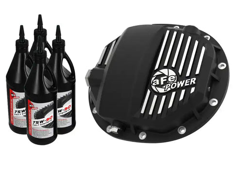 aFe 46-71121B Pro Series AAM 9.5/9.76 Rear Diff Cover Black w/Mach Fins & Oil 14-19 GM Silverado/Sierra 1500
