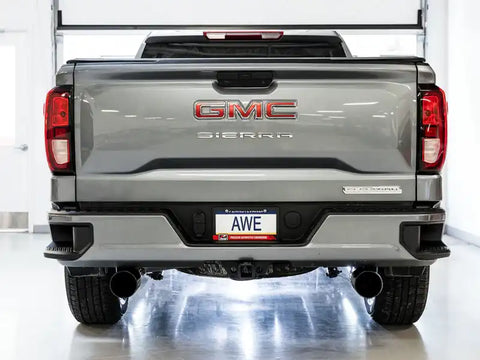 AWE Tuning 4th Gen GM 1500 5.3L 0FG Catback Split Rear Exit (Flat Bumper) - Quad Diamond Tips
