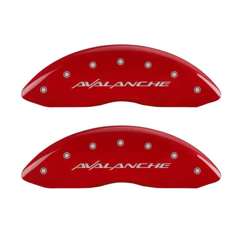 MGP 4 Caliper Covers Engraved Front & Rear Avalanche Red finish silver ch
