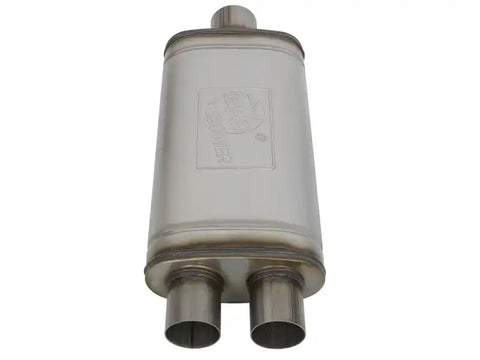 aFe 49M00018 MACHForce XP SS Muffler 3in Center Inlet / 2.5in Dual Outlets 18in L x 9in W x4in H Body