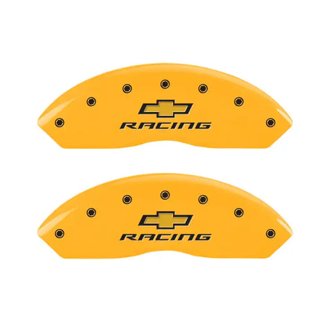 MGP 4 Caliper Covers Engraved F & R Chevy Racing Yellow Finish Black Char 1988 Chevrolet Corvette