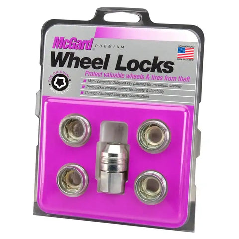 McGard Wheel Lock Nut Set - 5pk. (Under Hub Cap / Cone Seat) M14X.5 22mm Hex .893in. L. Silver