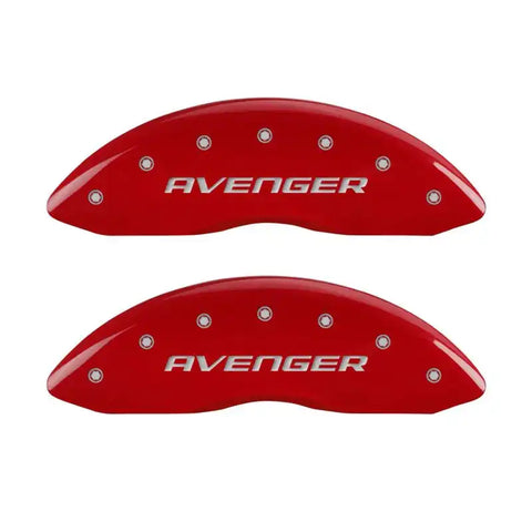 MGP 4 Caliper Covers Engraved Front & Rear With out stripes/Avenger Red finish silver ch