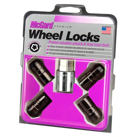 McGard Wheel Lock Nut Set - 4pk. (Cone Seat) M14X1.5 / 21mm & 22mm Dual Hex 1.639in. L Black