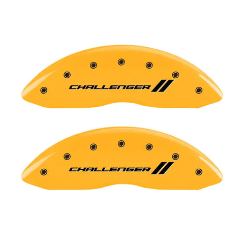 MGP 4 Caliper Covers Engraved Front & Rear With stripes/Challenger Yellow finish black ch