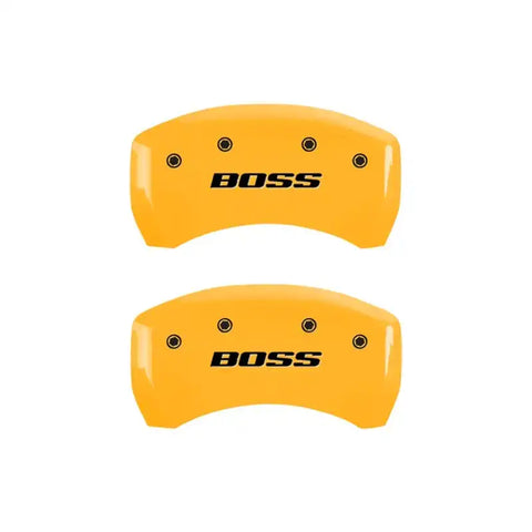 MGP Rear set 2 Caliper Covers Engraved Rear Boss Yellow finish black ch