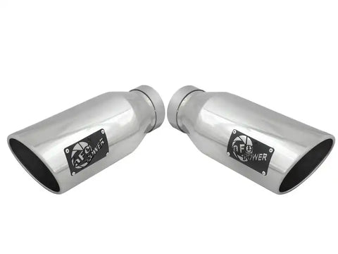 aFe 49T40606-P15 MACH Force-XP 304 SS Single Wall Polished Exhaust Tip Pair 4in Inlet x 6in Outlet 15in L