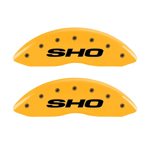 MGP 4 Caliper Covers Engraved Front & Rear SHO Yellow finish black ch