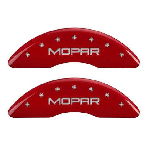 MGP 4 Caliper Covers Engraved Front & Rear MOPAR Red finish silver ch