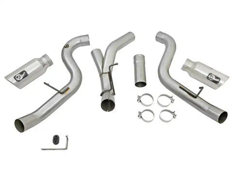 aFe 49-44080-P LARGE Bore HD 4in Dual DPF-Back SS Exhaust w/Polished Tip 16-17 GM Diesel Truck V8-6.6L (td) LML