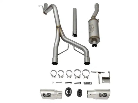 aFe 49-48056-P Rebel Series CB 2.5in Dual Center Exit SS Exhaust w/ Polish Tip 07-15 Jeep Wrangler 3.6L/3.8L V6