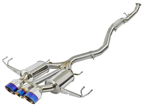 aFe 49-36616-L Takeda 3in 304 SS Cat-Back Exhaust w/ Blue Flame Tips 2017+ Honda Civic Type R I4 2.0L (t)