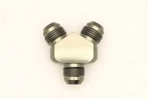 DeatschWerks 8AN Male Flare + 8AN Male Flare To 8AN Male Flare Y-Block Fitting