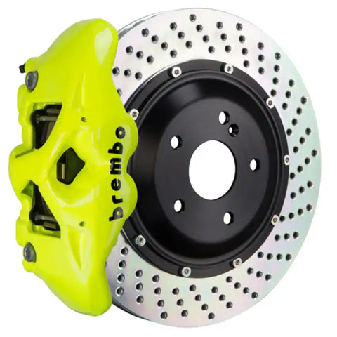 Brembo 08-13 M3 (E90/E92/E93) Rear GT BBK 4 Piston Cast 380x28 2pc Rotor Drilled- Fluo. Yellow