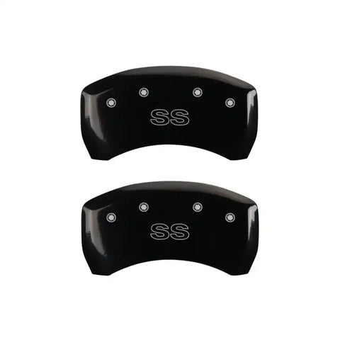 MGP 4 Caliper Covers Engraved Front Gen 4/Camaro Engraved Rear Gen 4/SS Black finish silver ch