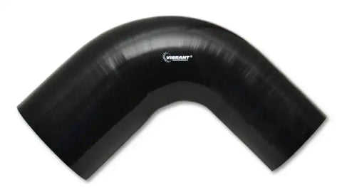 Vibrant 3in ID x 3.5in ID x 4in Long Gloss Black Silicone 90 Degree Transition Elbow