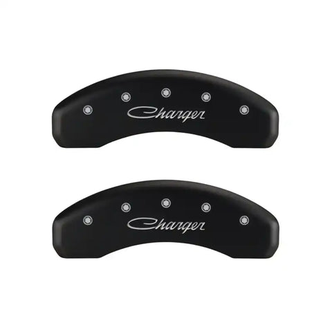 MGP 4 Caliper Covers Engraved Front & Rear Cursive/Charger Red finish silver ch