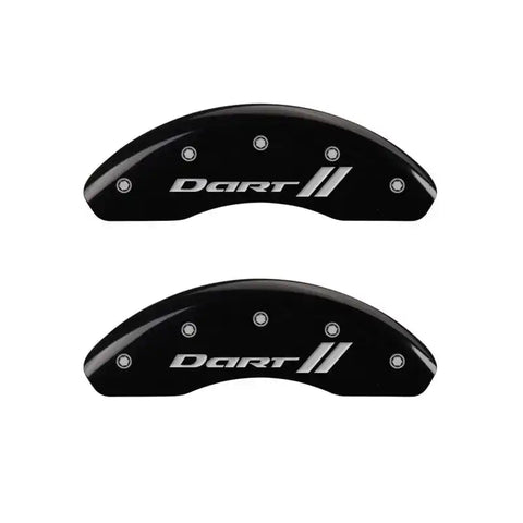 MGP 4 Caliper Covers Engraved Front & Rear With stripes/Dart Black finish silver ch