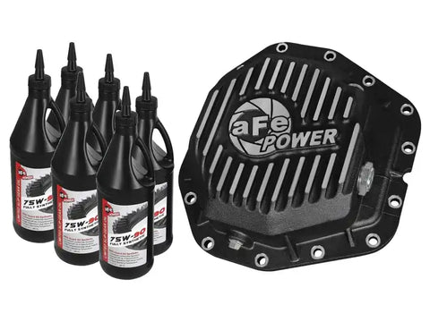 aFe 46-70382-WL Power Rear Diff Cover Black w/Machined Fins 17-19 Ford 6.7L (td) Dana M300-14 (Dually) w/ Oil