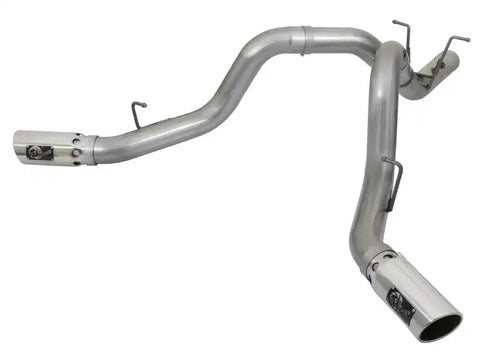 aFe 49-44086-P Large Bore-HD 4in 409-SS DPF-Back Exhaust w/Dual Polished Tips 2017 GM Duramax V8-6.6L (td) L5P