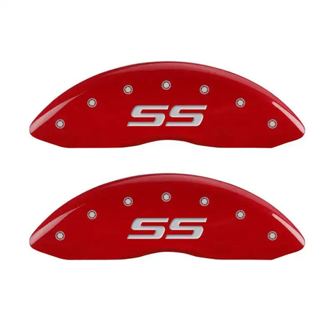 MGP 4 Caliper Covers Engraved Front & Rear Monte Carlo style/SS Red finish silver ch