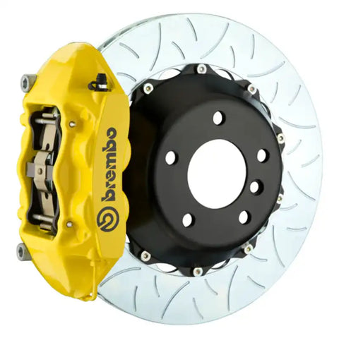 Brembo 07-13 X5 Rear GT BBK 4 Piston Cast 380x28 2pc Rotor Slotted Type3-Yellow