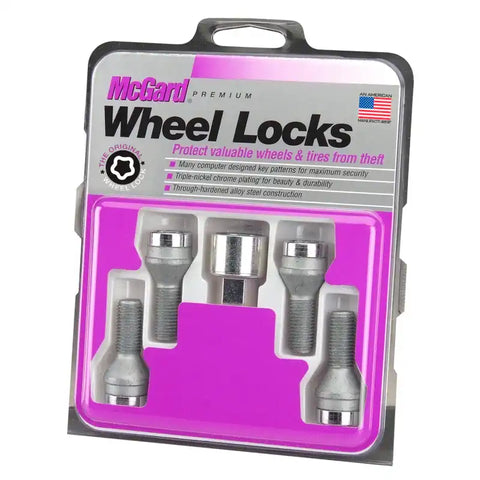 McGard Wheel Lock Bolt Set - 4pk. (Cone Seat) M12X1.5 / 17mm Hex 31.7mm Shank Length Chrome