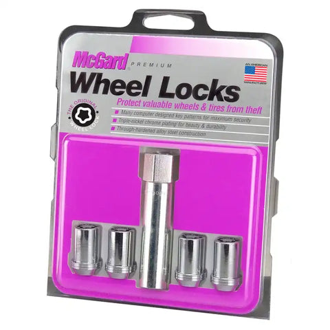McGard Wheel Lock Nut Set - 4pk. (Tuner / Cone Seat) M12X1.25 13/16 Hex 1.24in. Length Chrome