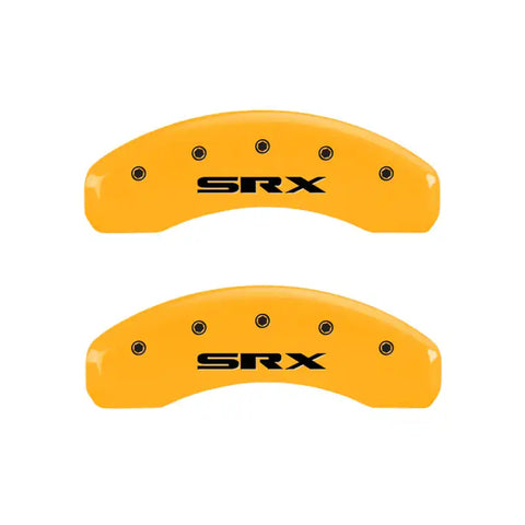 MGP 4 Caliper Covers Engraved Front Cadillac Rear SRX Yellow Finish Black Char 2010 Cadillac SRX