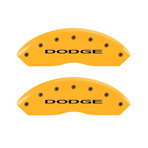 MGP 4 Caliper Covers Engraved Front & Rear With out stripes/Dodge Yellow finish black ch