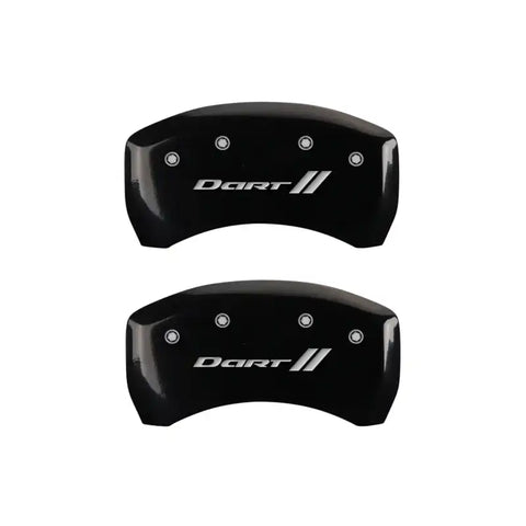 MGP 4 Caliper Covers Engraved Front & Rear With stripes/Dart Black finish silver ch