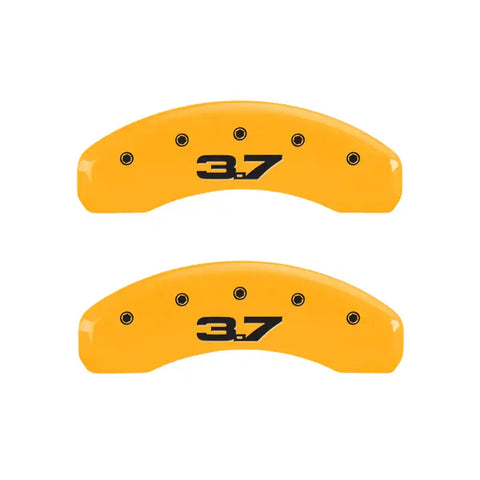 MGP 4 Caliper Covers Engraved Front 2015/Mustang Engraved Rear 2015/37 Yellow finish black ch